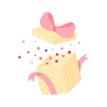 Gift box with a bow. Holiday present wrapped paper. Vector illustration isolated Stock Illustration