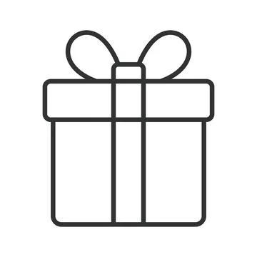 Gift box with a bow icon in line design. Present, celebration, holiday, surprise Illustrazione stock