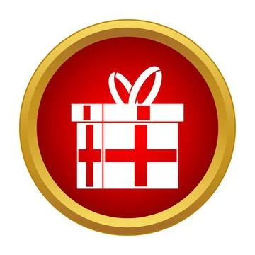 Gift box with bow icon in red circle Stock Illustration