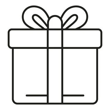 Gift box with bow line art icon Stock Illustration