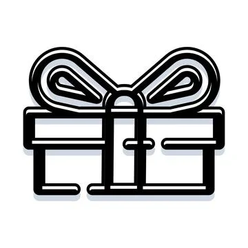 Gift box with a bow outline icon Stock Illustration