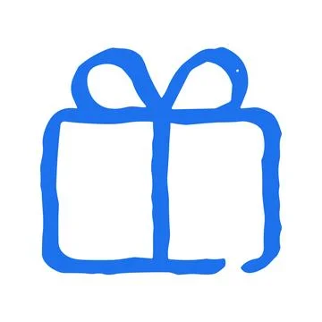 Gift Box With Bow Present Surprise Doodle Hand Drawn Vector Graphic Illustr.. Stock Illustration