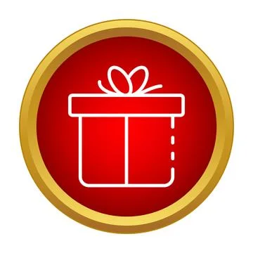 Gift box with bow in round red icon Stock Illustration