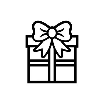 Gift Box with Bow Silhouette. Vector icon. Stock Illustration