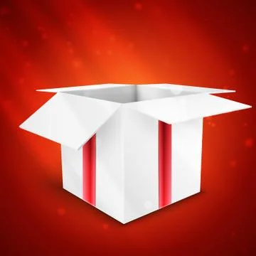 Gift box with bow vector illustration isolated on red background Stock Illustration