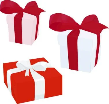 Gift box with bow vector illustration isolated on white background Stock Illustration