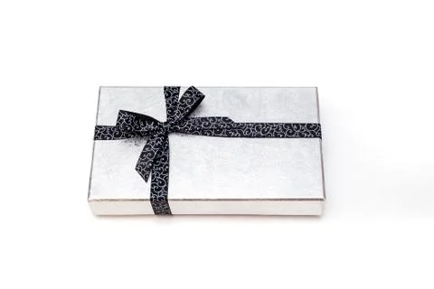 Gift box with bow on white background Stock Photos