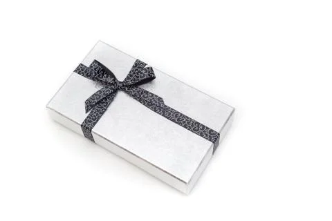 Gift box with bow on white background Stock Photos