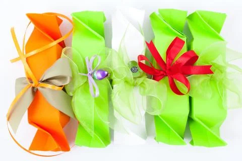 Gift box with bow on white background Stock Photos