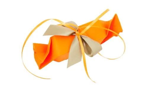 Gift box with bow on white background Stock Photos