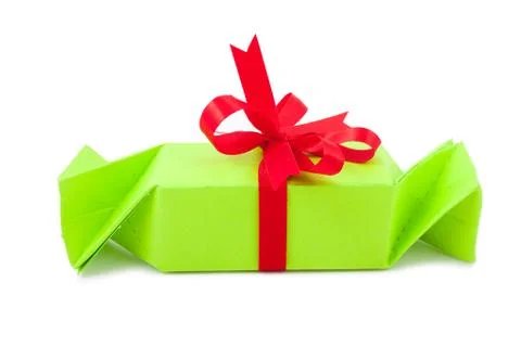 Gift box with bow on white background Stock Photos