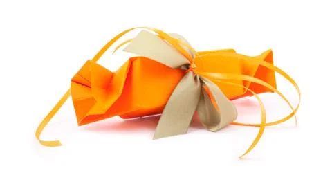 Gift box with bow on white background Stock Photos
