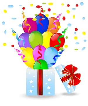 Gift box with bright air marbles Stock-Illustration
