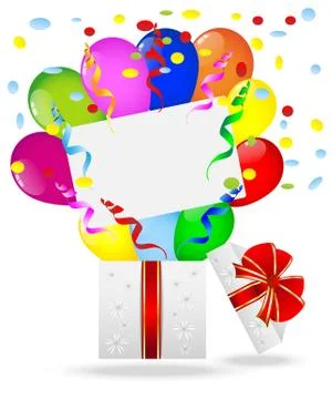 Gift box with bright air marbles Stock Illustration