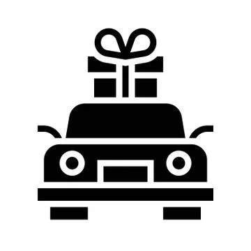 Gift box on a car vector illustration, solid style icon イラスト素材
