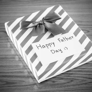 Gift box with card write happy father day black and white color tone style 스톡 사진