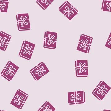 Gift box cardboard packaging glyph seamless pattern Stock Illustration