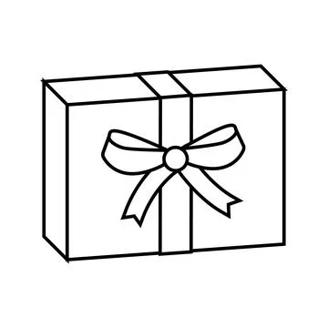 Gift box cardboard packaging line icon vector illustration Stock Illustration