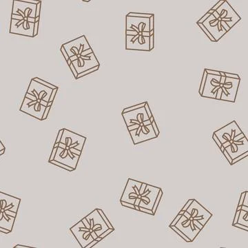 Gift box cardboard packaging line seamless pattern 스톡 일러스트
