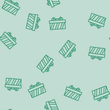 Gift box cardboard packaging line vector seamless pattern Illustrazione stock