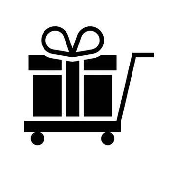 Gift box on a cart vector illustration, solid style icon イラスト素材