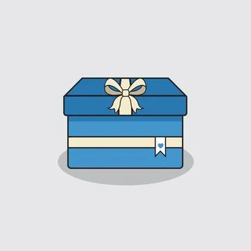 Gift box for celebration, blue box with ribbon, Happy New Year Party digita.. Stock Illustration