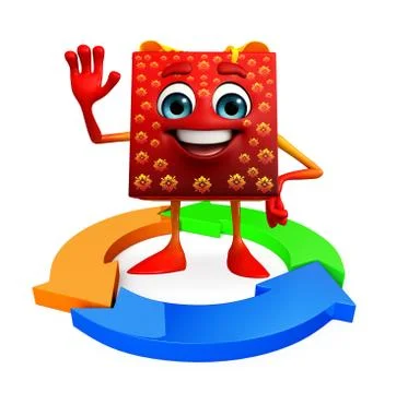Gift box character with arrow Stock Illustration