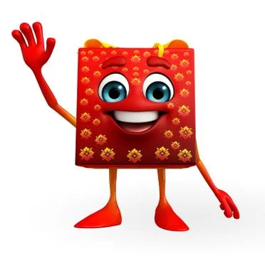 Gift box character with hello pose Stock Illustration