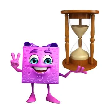 Gift box character with sand clock Stock Illustration