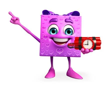 Gift box character with time bomb Stock Illustration