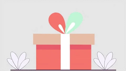 Gift box with a charming ribbon. Gift animation. Cartoon Stock Footage 324901864