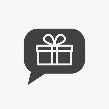 Gift box in chat bubble glyph icon Stock Illustration
