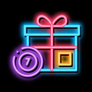 Gift Box with Chips neon glow icon illustration Stock Illustration