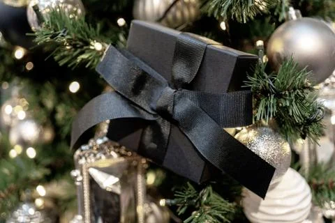 Gift box. Christmas tree Stock Photos