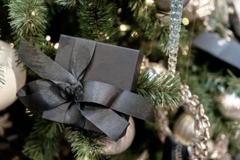 Gift box. Christmas tree Stock Photos
