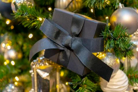 Gift box. Christmas tree Stock Photos