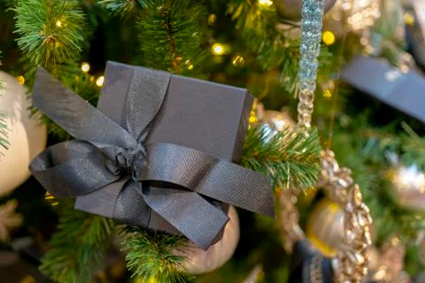 Gift box. Christmas tree Stock Photos