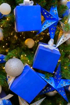 Gift box. Christmas tree Stock Photos