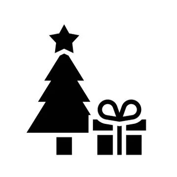 Gift box with christmas tree, solid design icon 스톡 일러스트