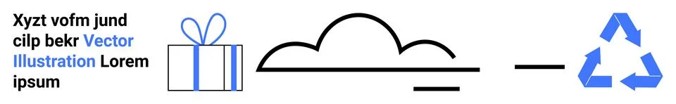 Gift Box, Cloud Storage, and Recycling Symbol Illustrating Digital and Circ.. 스톡 일러스트