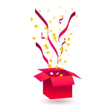 Gift box with coins explosion Stock Illustration