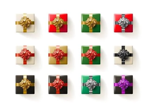 Gift box collection top view Illustrazione stock