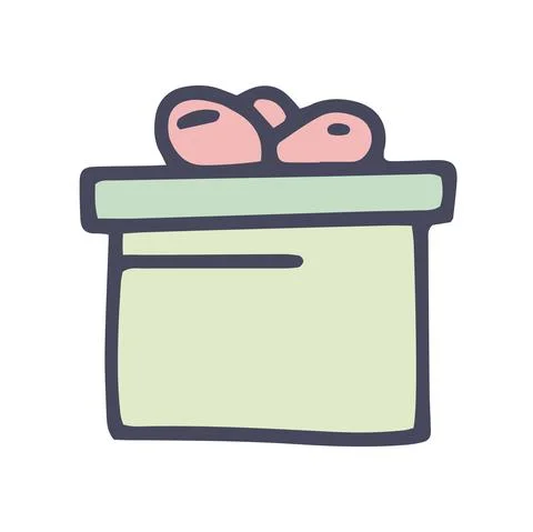 Gift box color vector doodle simple icon Stock Illustration