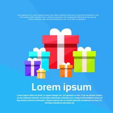Gift Box Colorful Set Present Flat Vector Stock Illustration