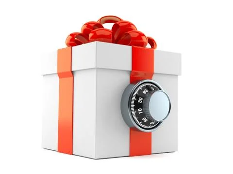 Gift box with combination lock Illustrazione stock