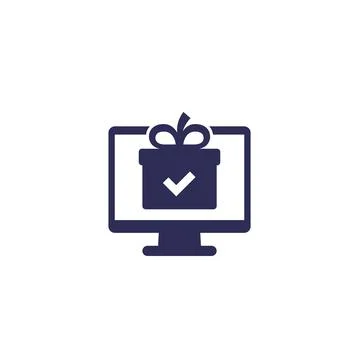 Gift box on computer screen icon Stock-Illustration