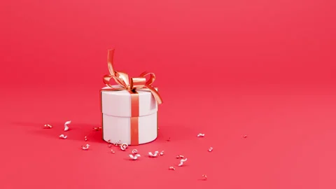 Gift box, confetti. 3d rendering animation. Gift give away, Mobile Marketing 動画素材 295649882