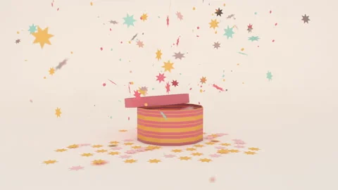 Gift box with confetti shooting out Stock Footage