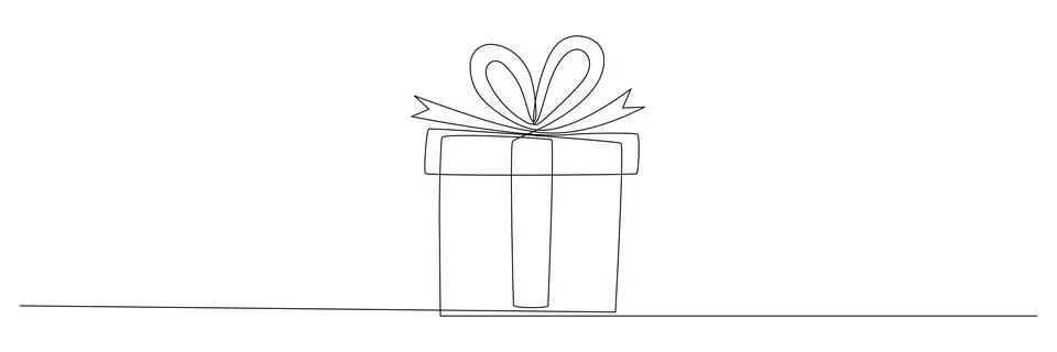Gift box continuous line drawing. Stock Illustration