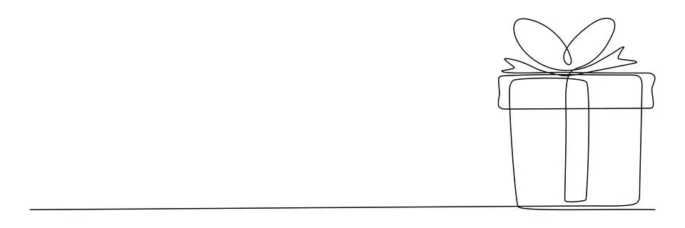 Gift box continuous line drawing. Stock Illustration